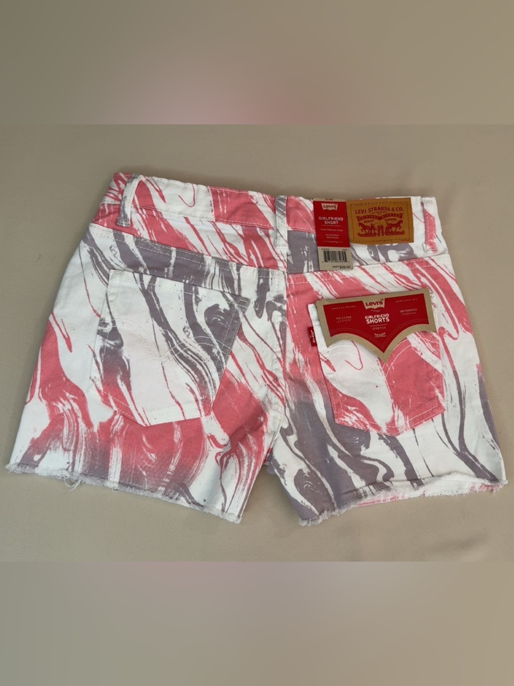 Levi’s Big Girls 12 Girlfriend Denim Shorts New Pink Tie Dye
